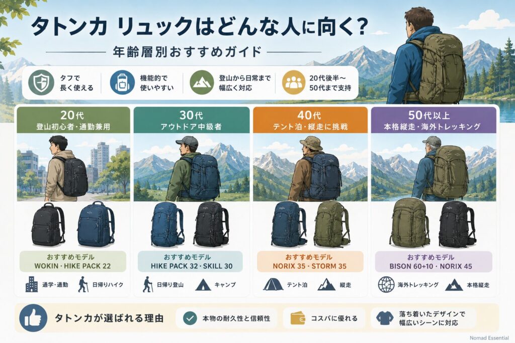 タトンカ リュックの年齢層・どんな人に向く？