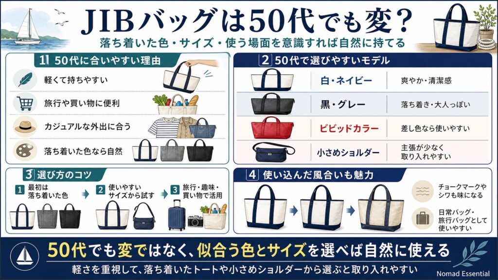 JIBのバッグは50代でも変？