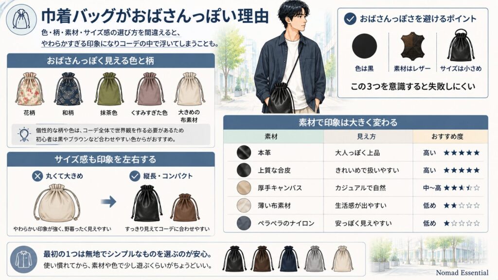 巾着バッグがおばさんっぽい理由