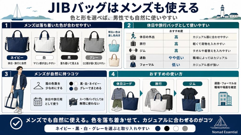 JIBのバッグはメンズも使える