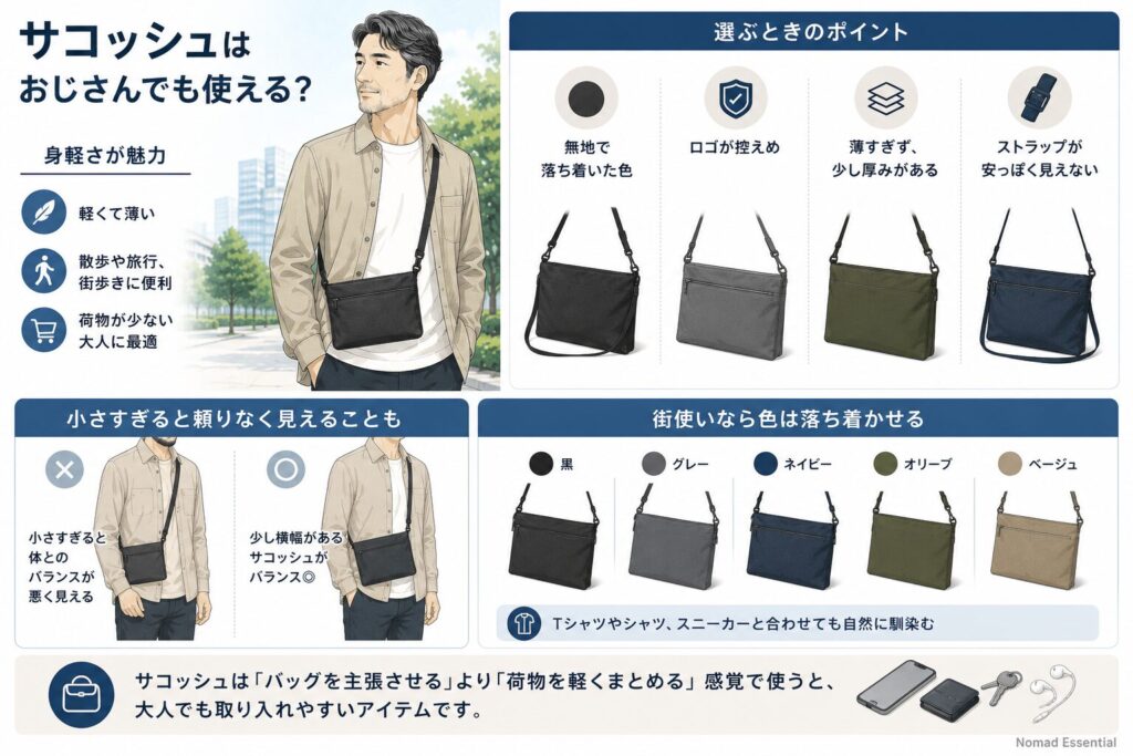 サコッシュはおじさんでも使える？