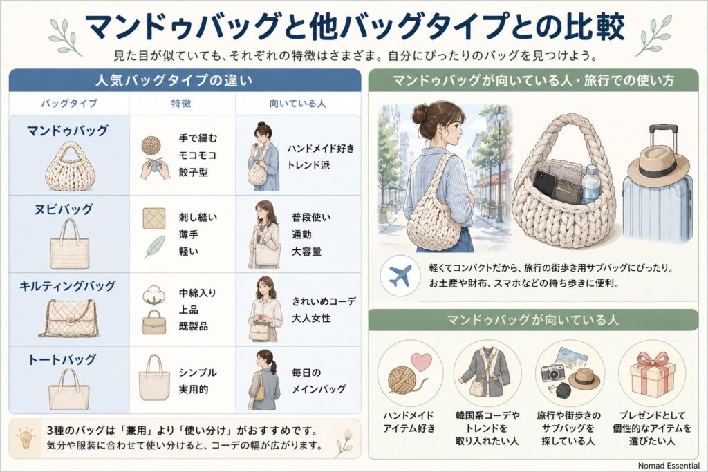 マンドゥバッグと他バッグタイプとの比較