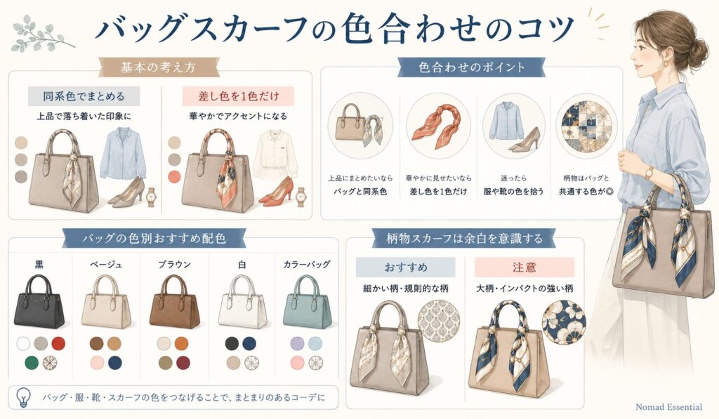 バッグスカーフの色合わせのコツ