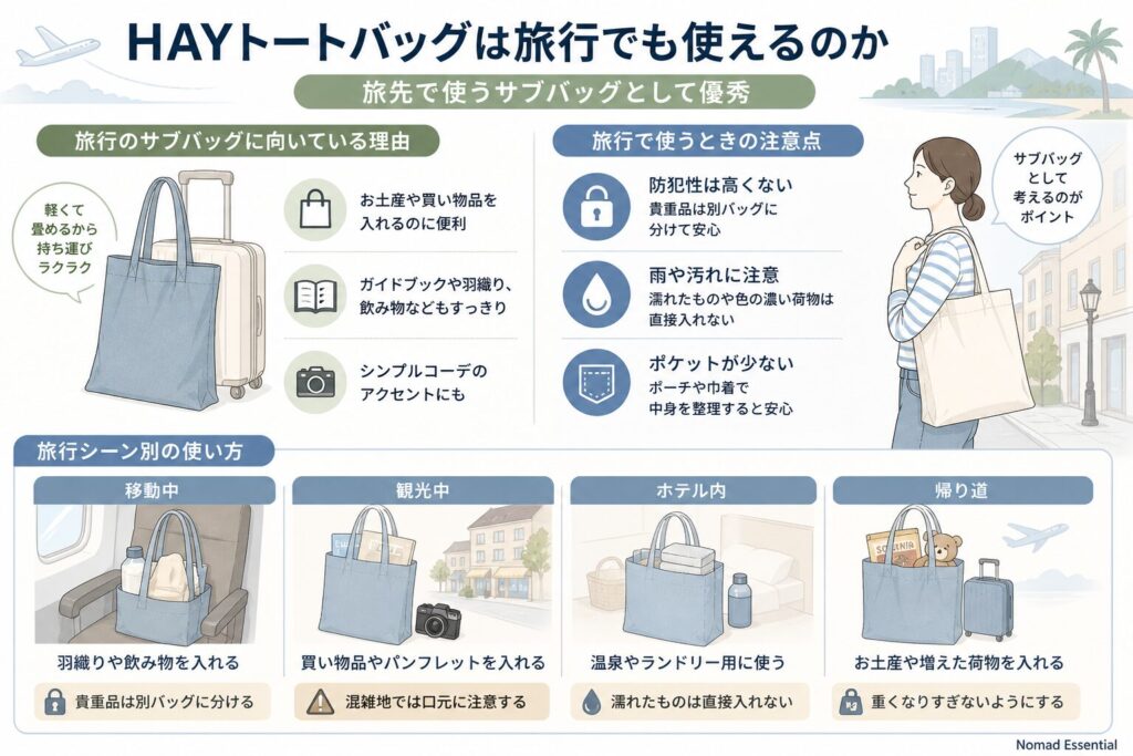 HAYトートバッグは旅行でも使えるのか