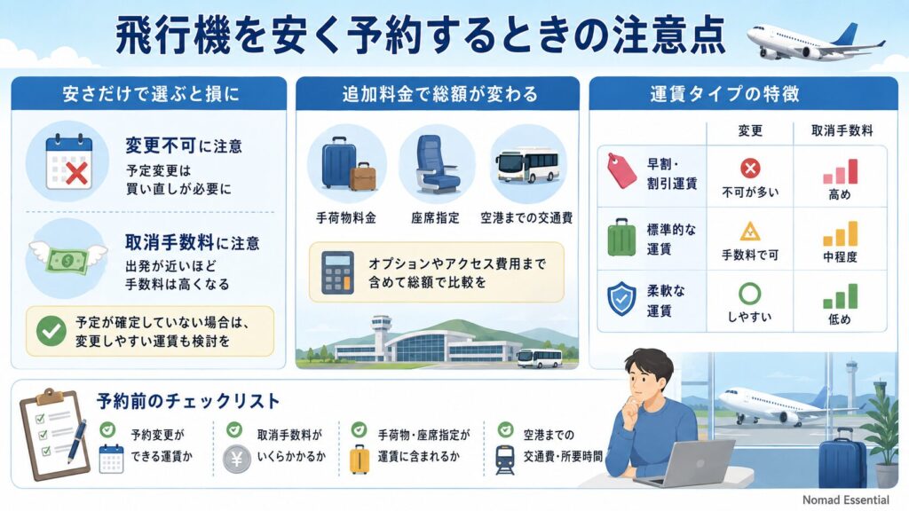 飛行機を安く予約するときの注意点