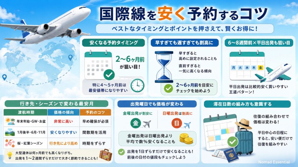 国際線が安くなる予約タイミング