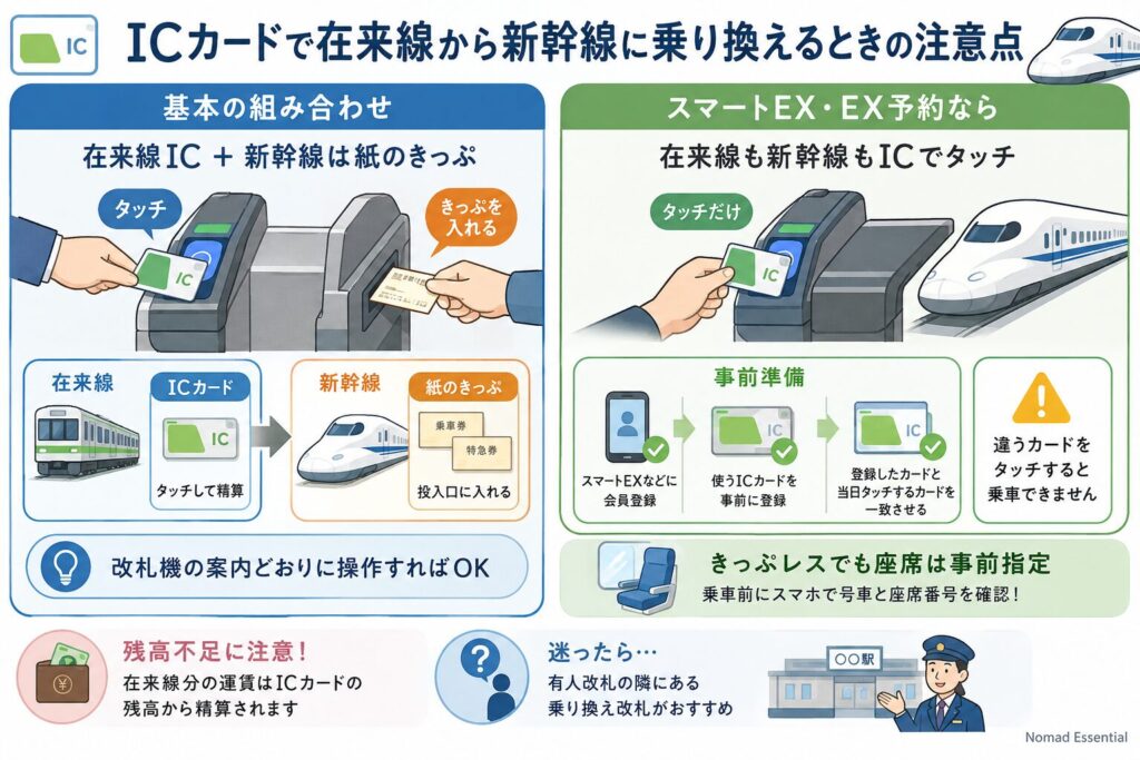 ICカードで在来線から新幹線に乗り換えるときの注意点