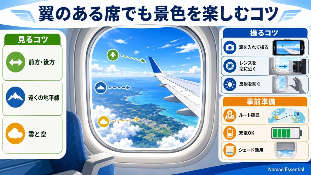 翼のある席でも景色を楽しむコツ