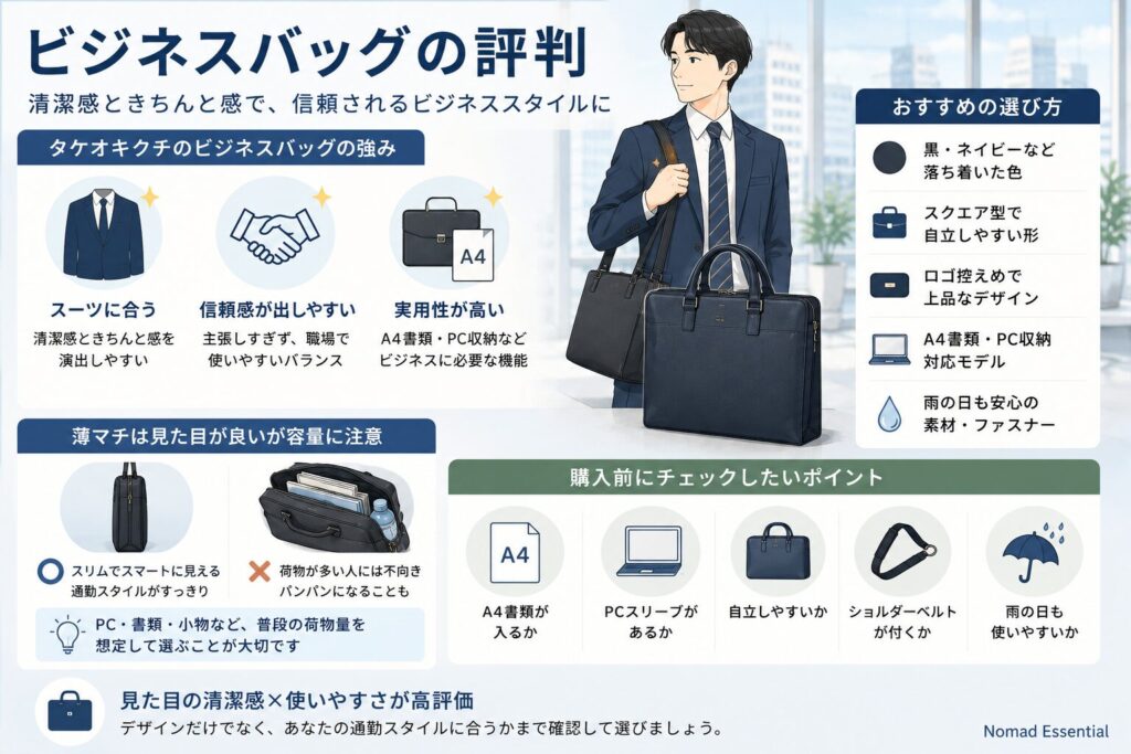 ビジネスバッグの評判