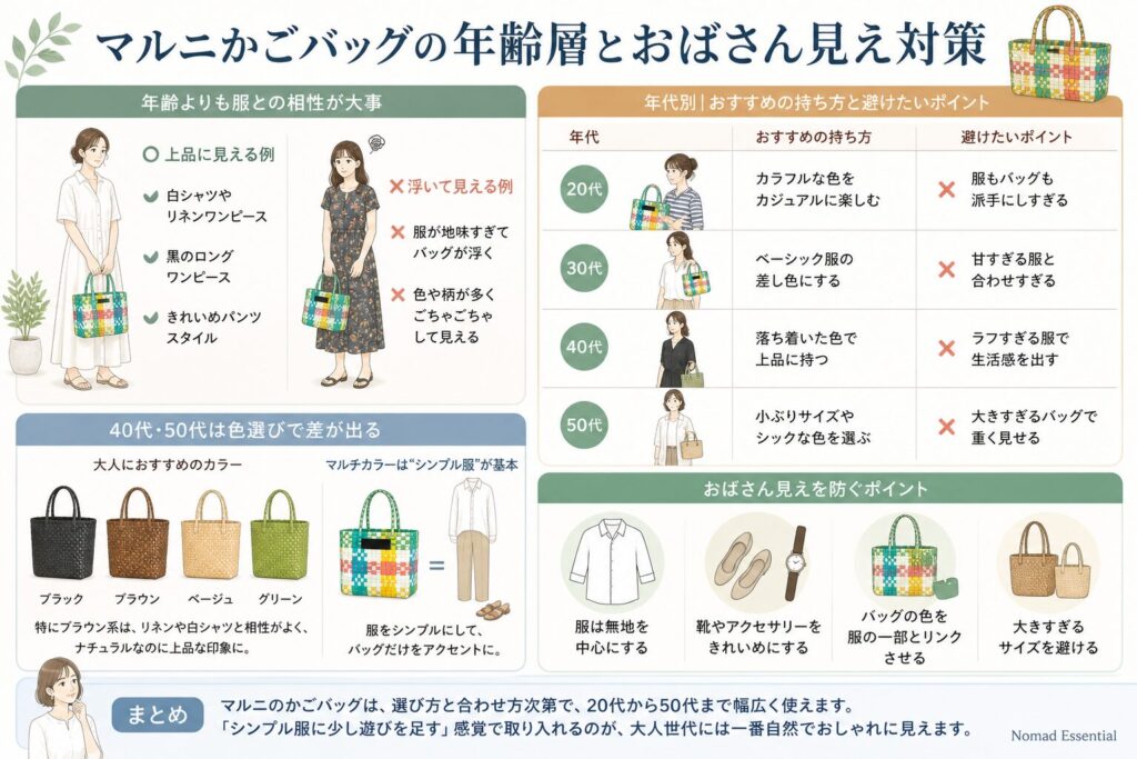 マルニかごバッグの年齢層とおばさん見え対策