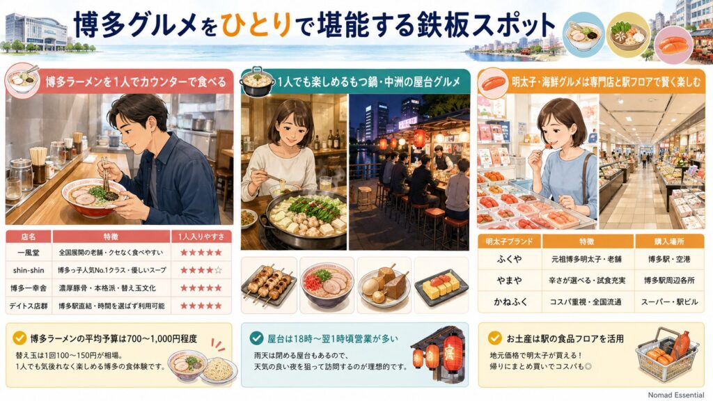 博多グルメをひとりで堪能する鉄板スポット