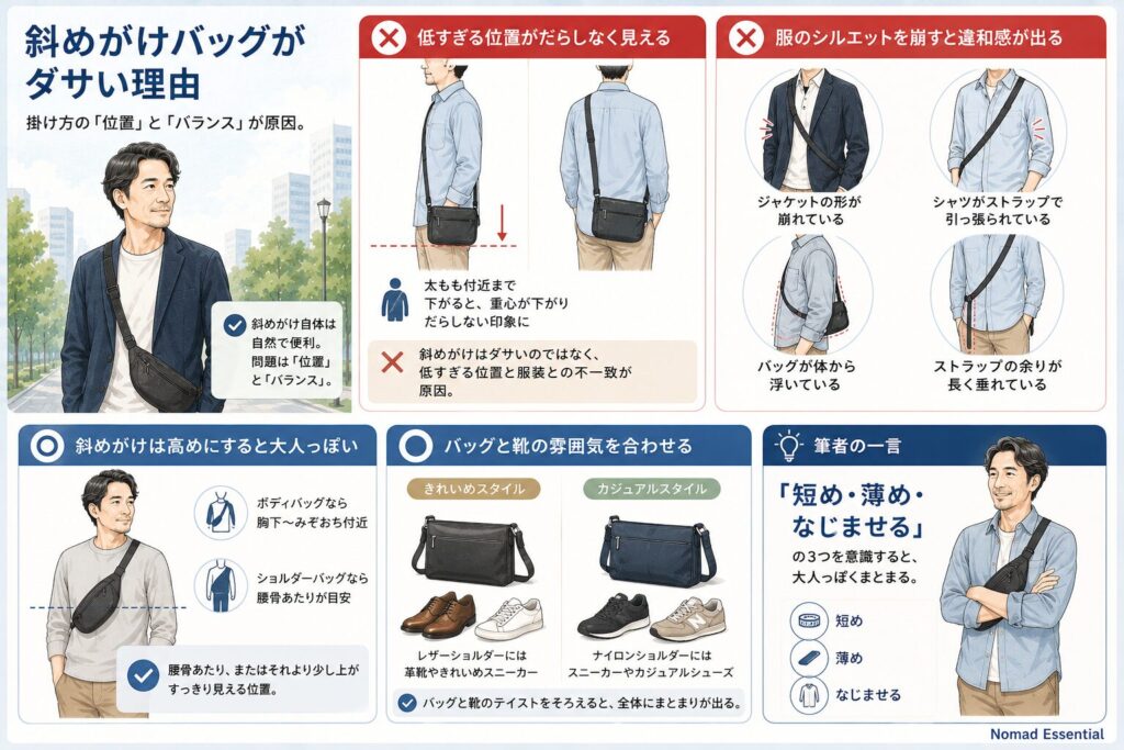 斜めがけバッグがダサい理由
