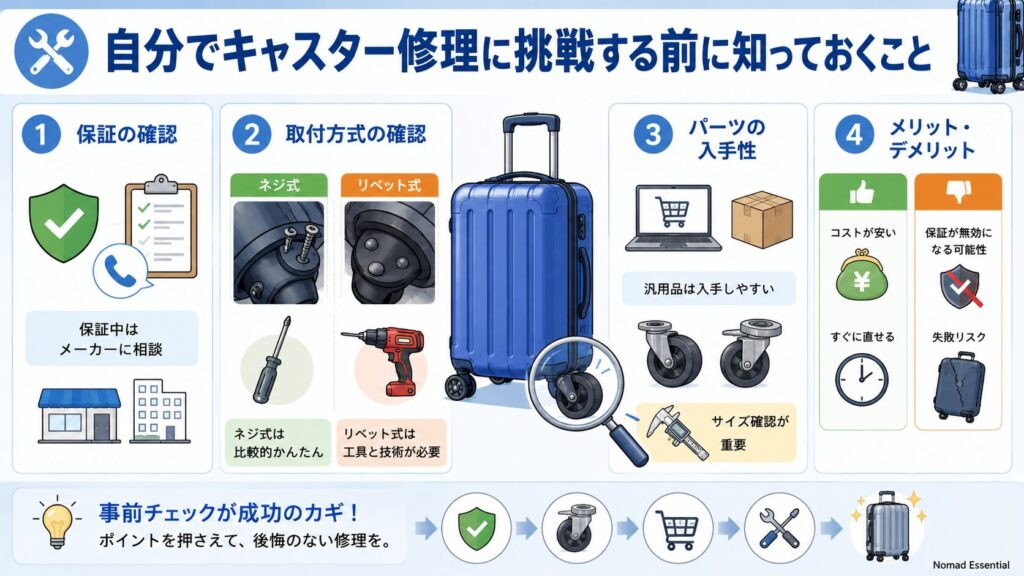 自分でキャスター修理に挑戦する前に知っておくこと