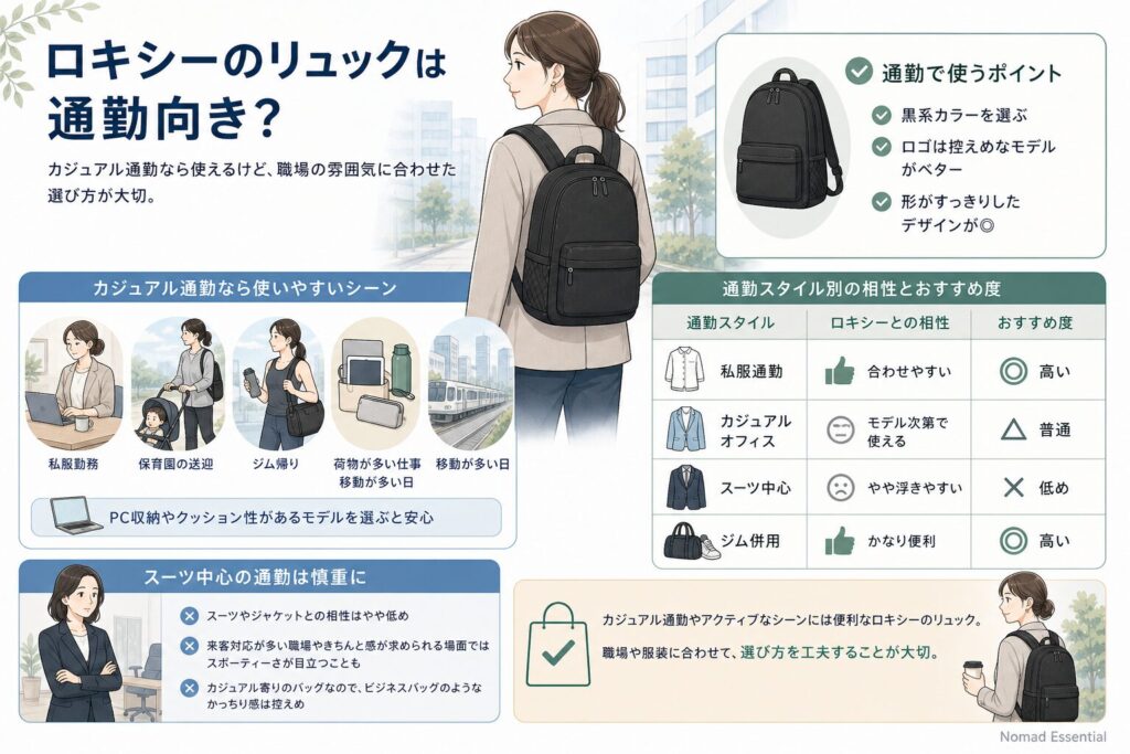 ロキシーのリュックは通勤向き？