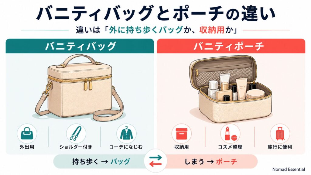 バニティバッグとポーチの違いとは