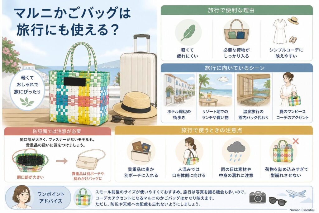 マルニかごバッグは旅行にも使えるのか