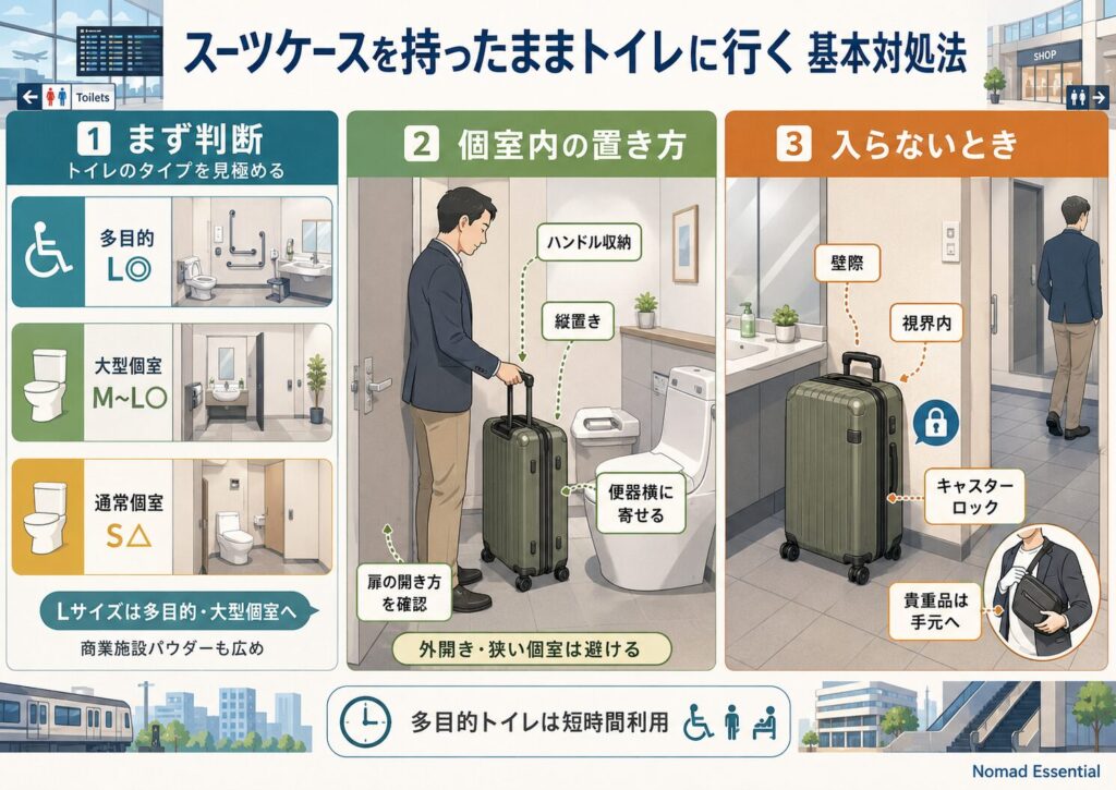スーツケースを持ったままトイレに行く基本対処法