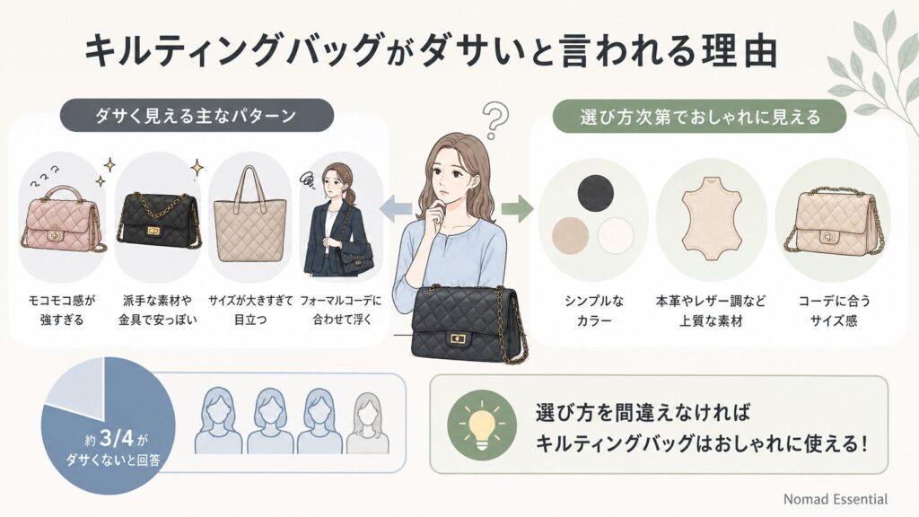 キルティングバッグがダサいと言われる主な理由