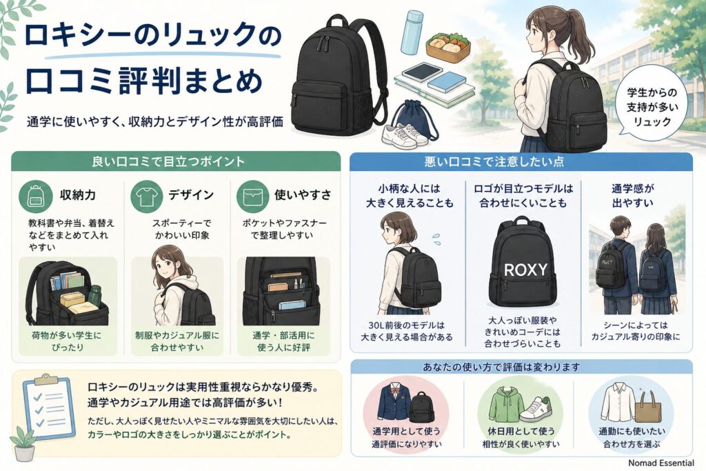 ロキシーのリュックの口コミ評判