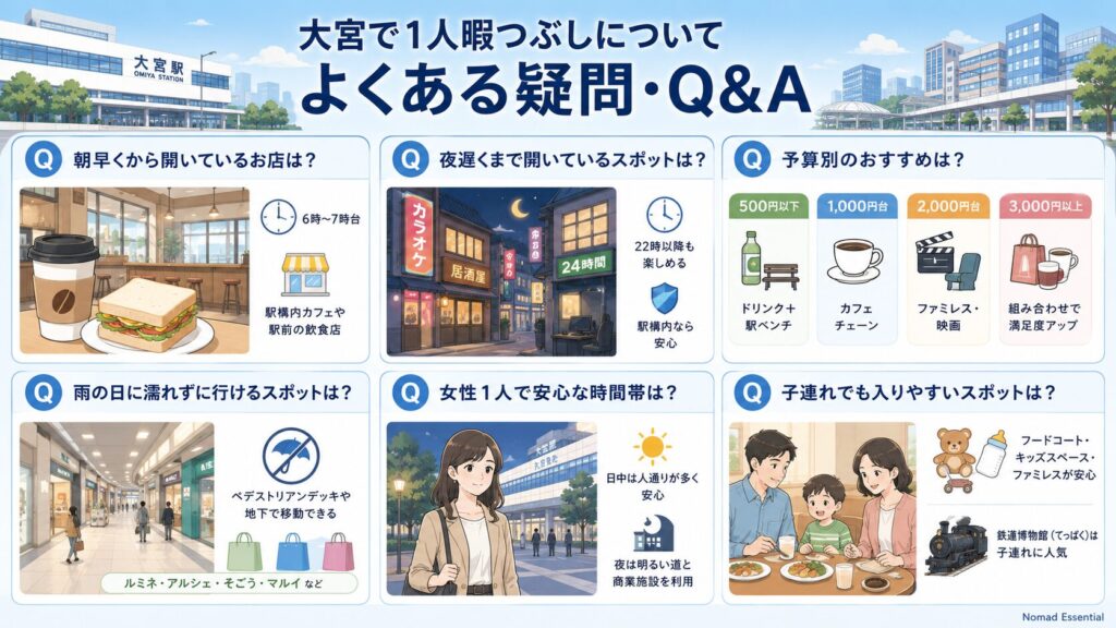 大宮で1人暇つぶしについてよくある疑問・Q&A