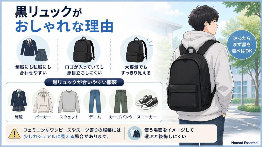 黒リュックがおしゃれな理由