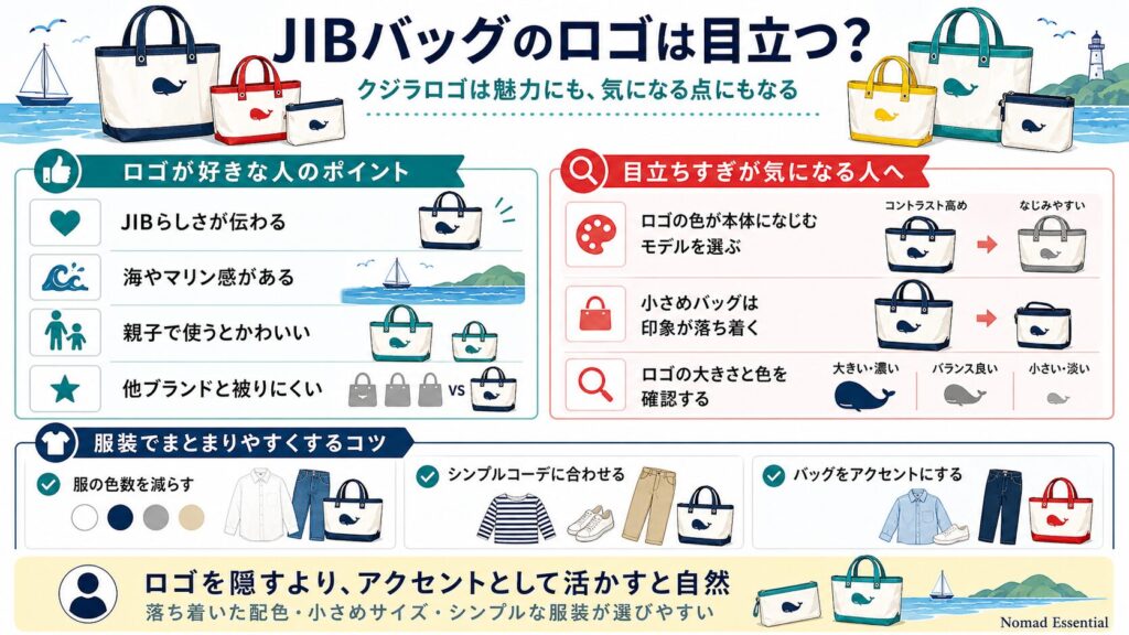 JIBのバッグのロゴは目立つ？
