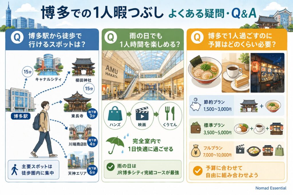 博多での1人暇つぶしによくある疑問・Q&A