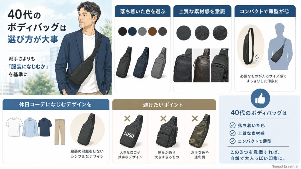 40代のボディバッグはダサい？