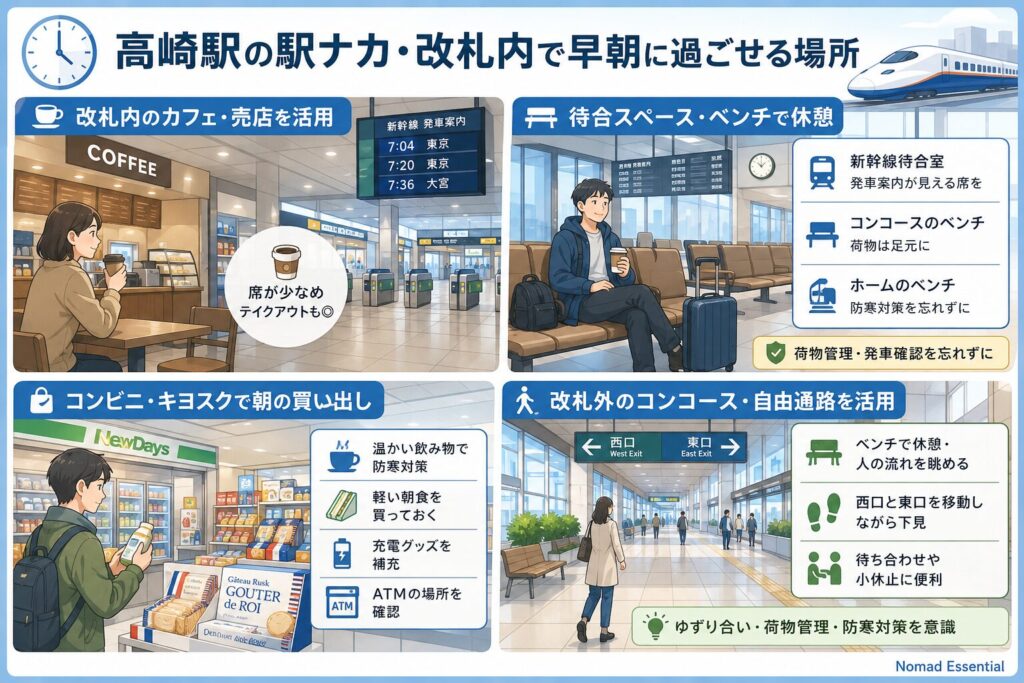 高崎駅の駅ナカ・改札内で早朝に過ごせる場所