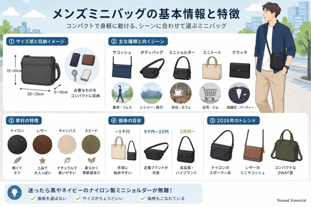 メンズミニバッグの基本情報と特徴