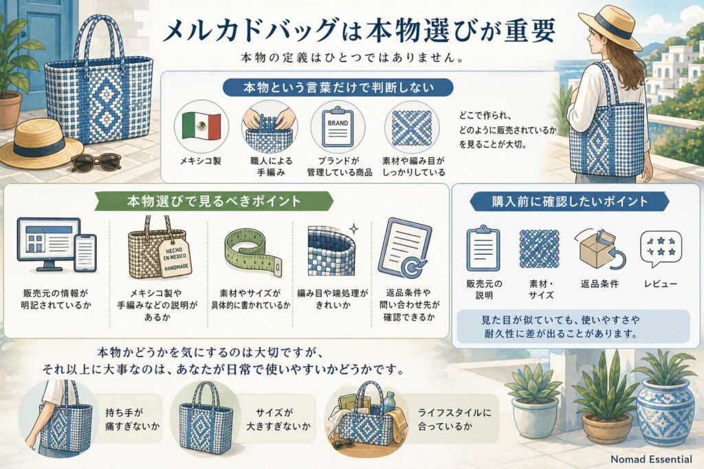 メルカドバッグは本物選びが重要