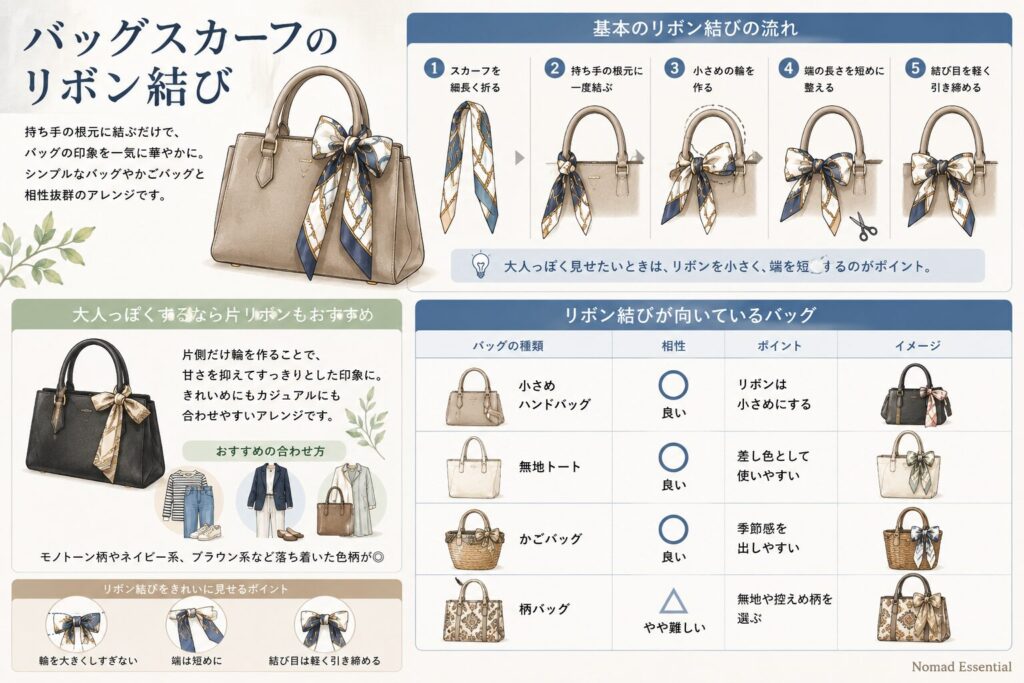 バッグスカーフのリボン結び