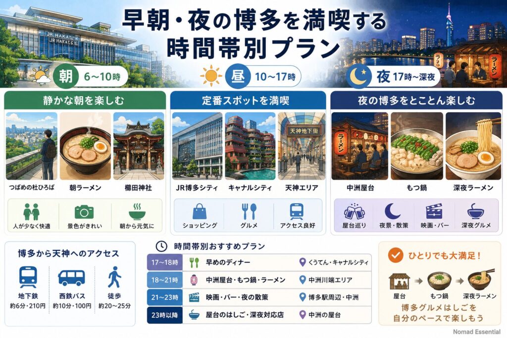 早朝・夜の博多を満喫する時間帯別プラン