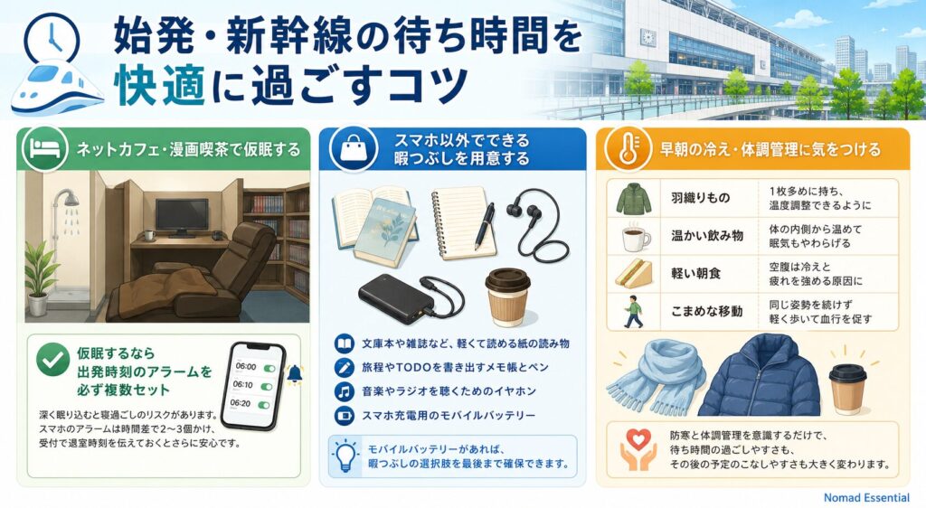 始発・新幹線の待ち時間を快適に過ごすコツ