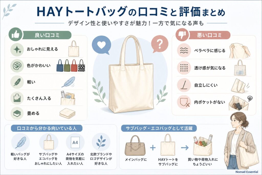 HAYトートバッグの口コミと評価まとめ