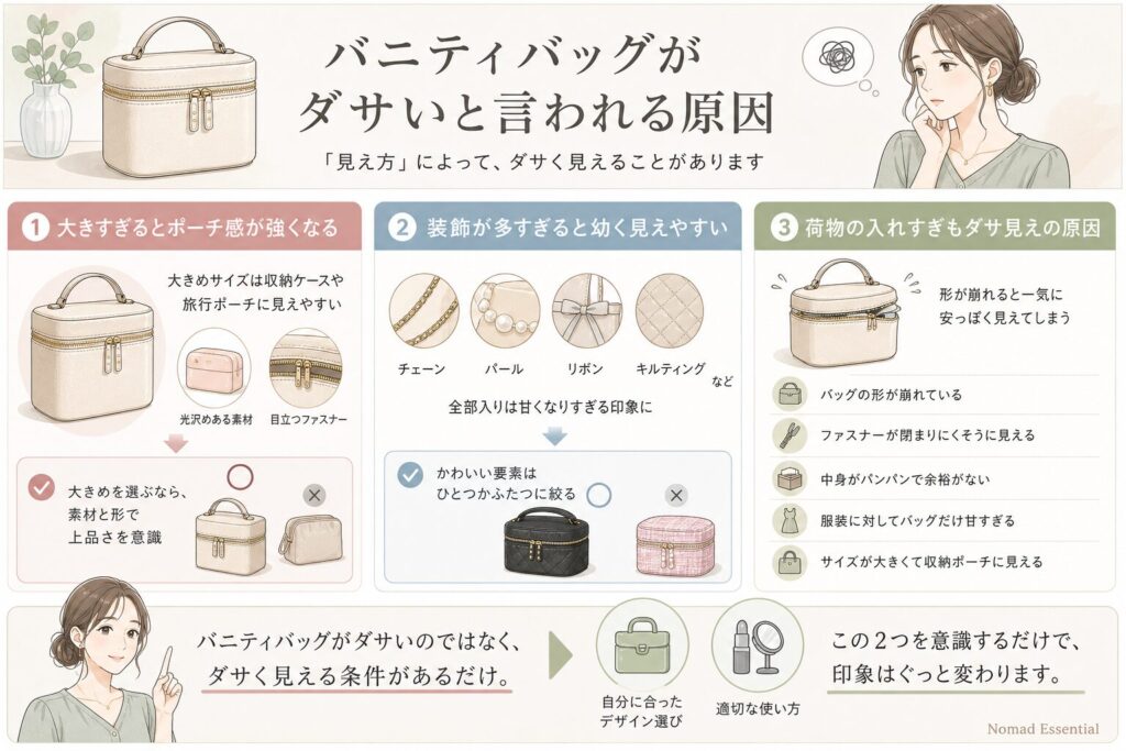 バニティバッグがダサいと言われる原因