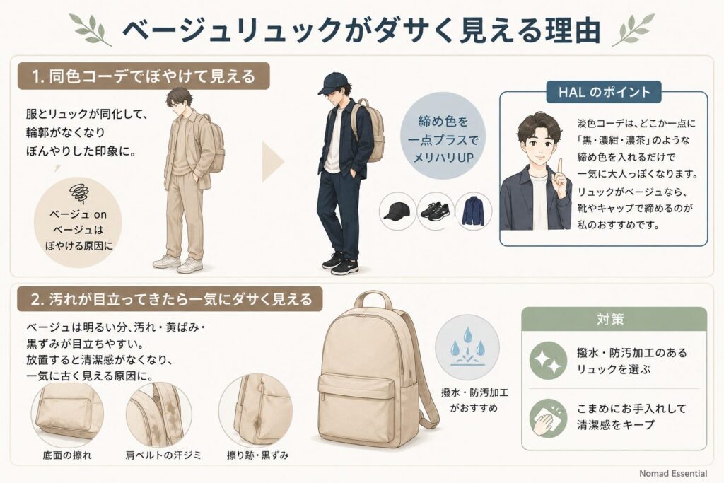 同色コーデでぼやけて見える