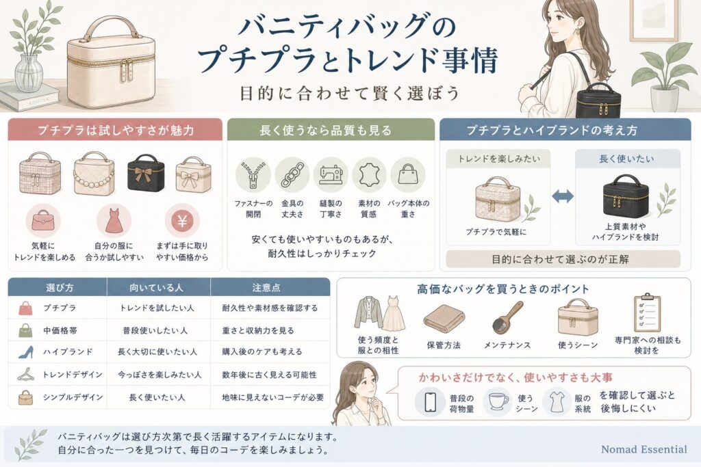 バニティバッグのプチプラとトレンド事情