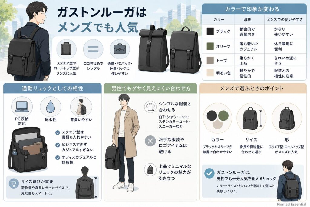 ガストンルーガはメンズでも人気