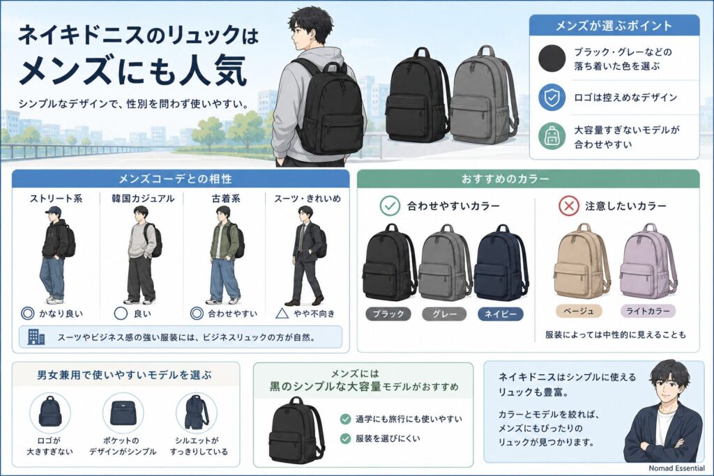 ネイキドニスのリュックはメンズにも人気