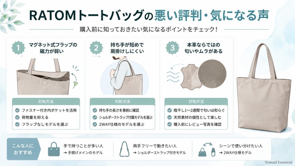 RATOMトートバッグの悪い評判・気になる声