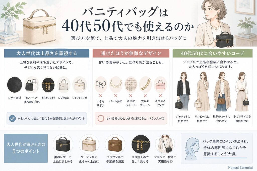 バニティバッグは40代50代でも使えるのか