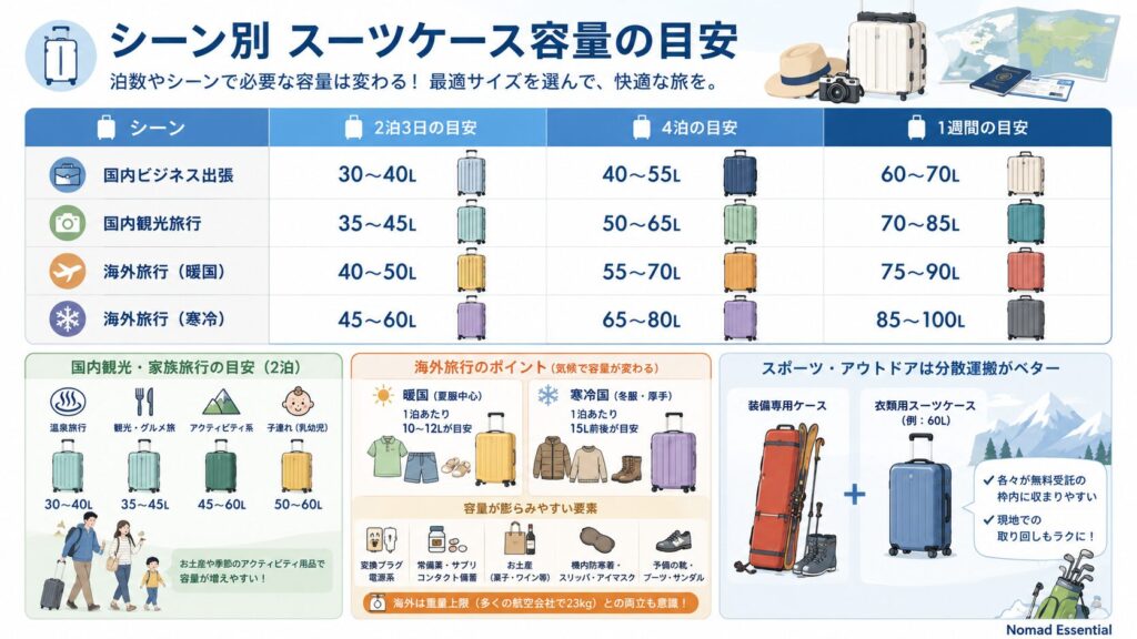 用途・シーン別の容量の選び方