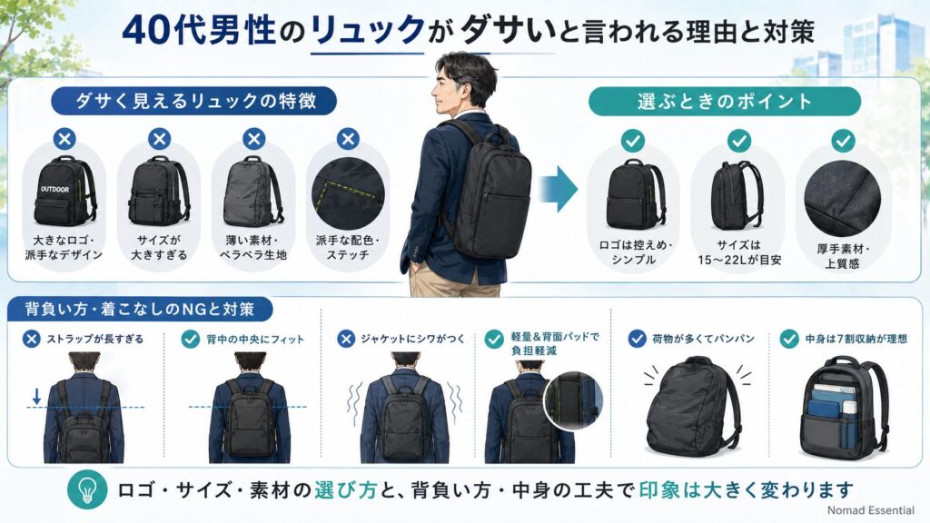 40代男性のリュックがダサいと言われる理由