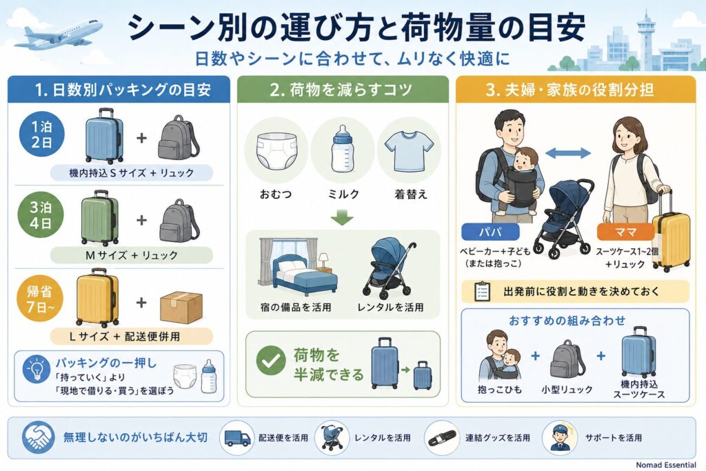 シーン別の運び方と荷物量の目安
