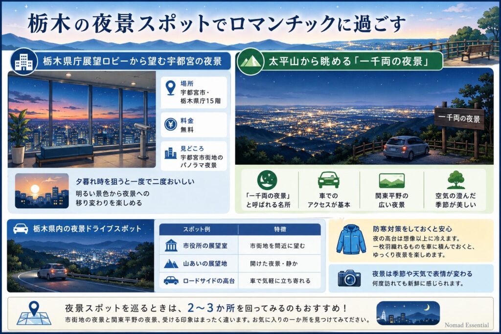 栃木の夜景スポットでロマンチックに過ごす