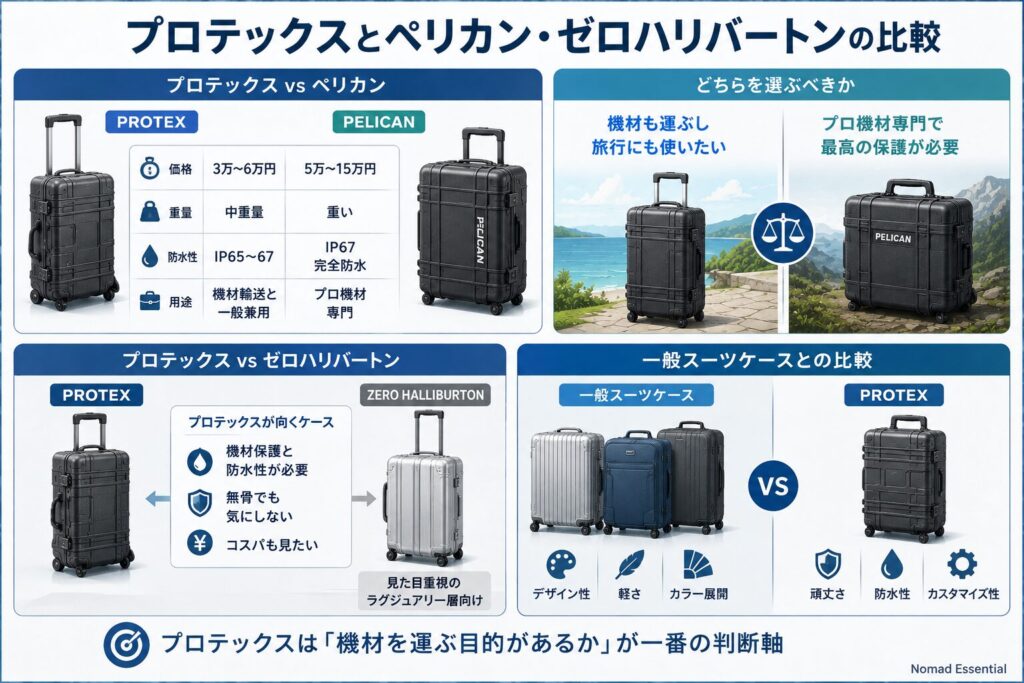 プロテックスとペリカン・ゼロハリバートンの比較