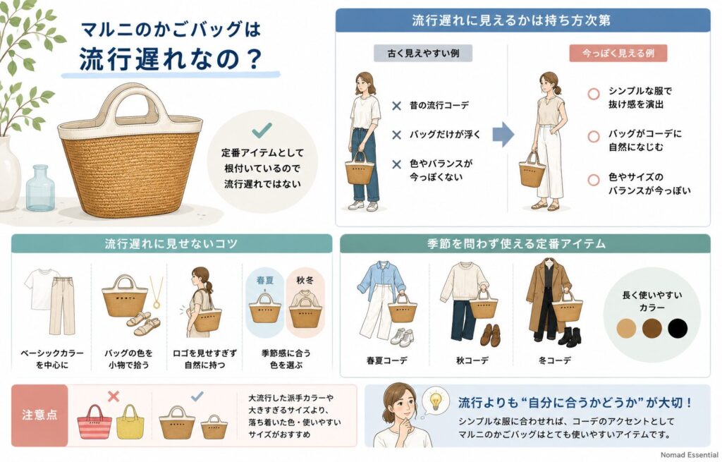 マルニかごバッグは流行遅れなのか