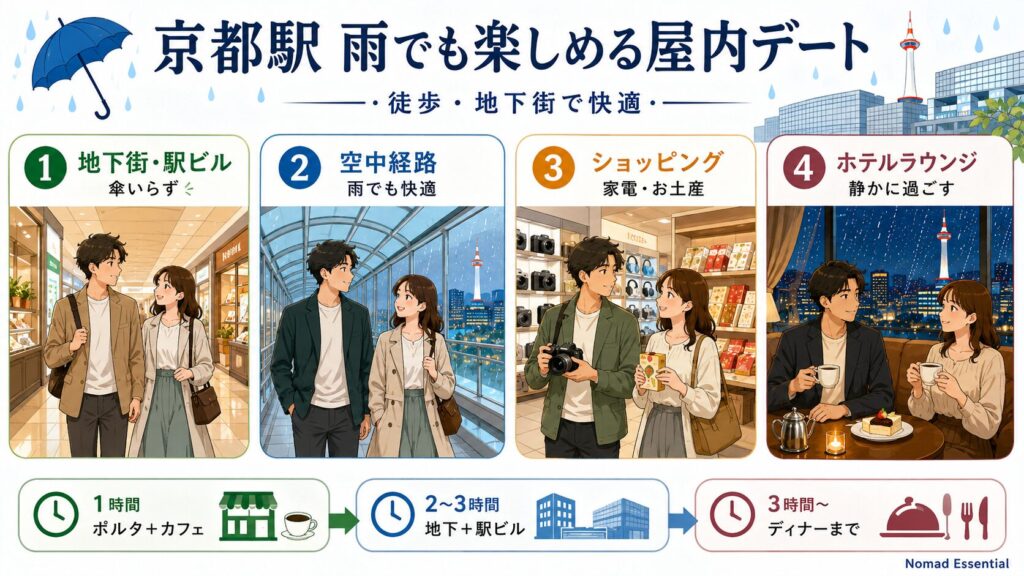 京都駅から徒歩・地下街で行ける雨でも楽しめる屋内スポット