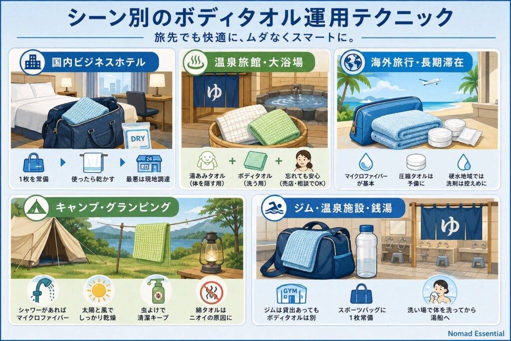 シーン別のボディタオル運用テクニック